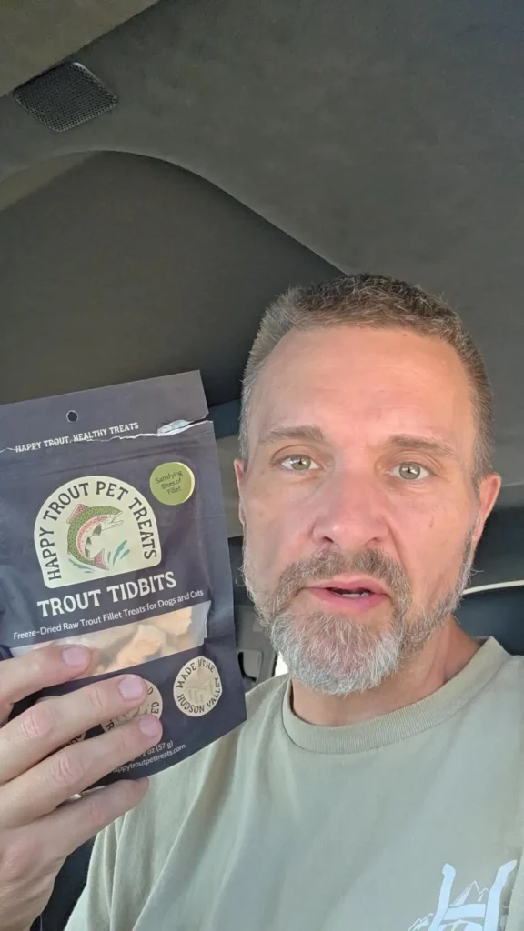 happy trout tidbits talking about treats