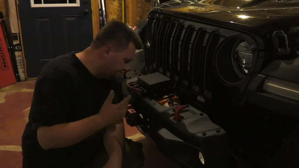 inspecting remounted xbull winch in factory bumper