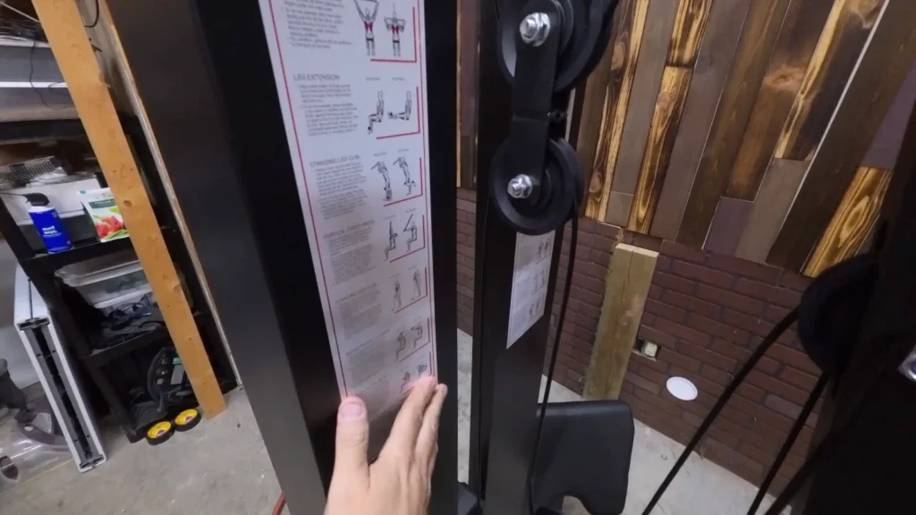 workout chart on weight stack